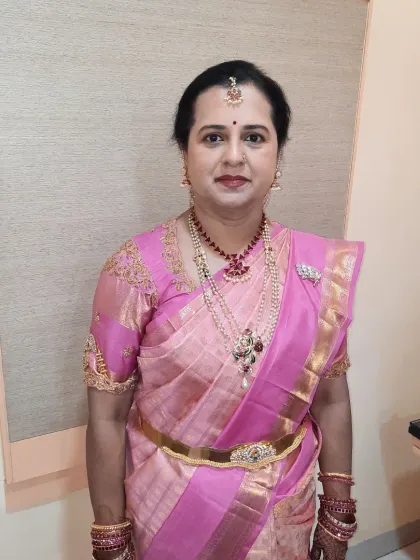 Another shot of the varapooja look, showing how the makeup enhances her features while maintaining a classic and graceful feel.