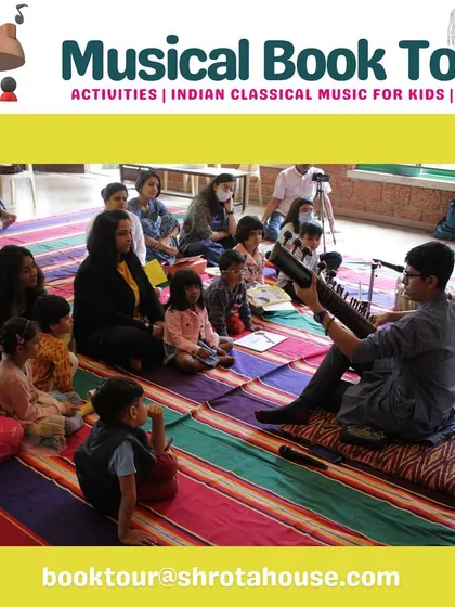 A group of children completely engrossed in a live performance of the bulbul tarang, also known as the Indian banjo. We love introducing kids to a wide variety of instruments.