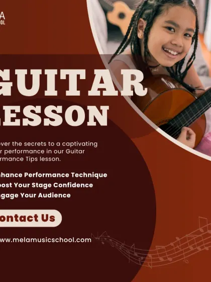 Our guitar lessons are designed to do more than just teach chords. We focus on enhancing performance technique, boosting stage confidence, and engaging an audience.