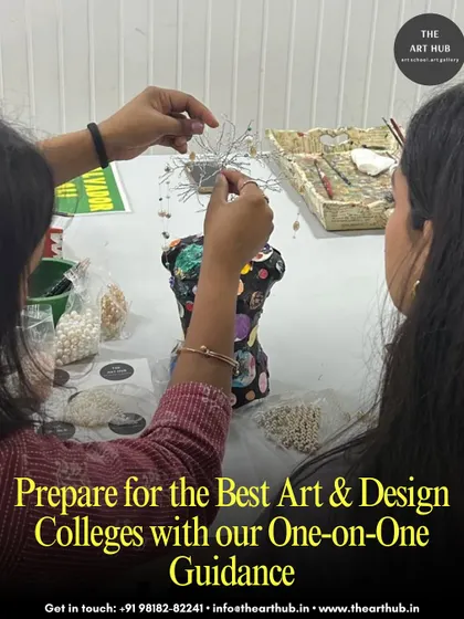 I provide one-on-one guidance to help students prepare for the best art and design colleges. Here, an instructor assists a student with a delicate sculpture project.