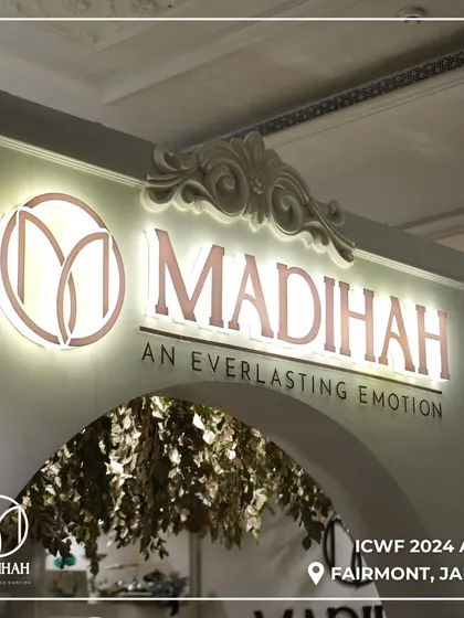 The Madihah "An Everlasting Emotion" sign, beautifully lit at our ICWF 2024 booth. This phrase is the core philosophy behind every gift I create.