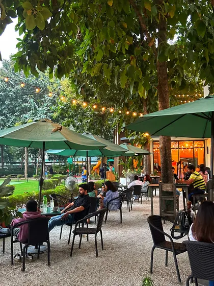 Our patio is a great place for families, with a view of the kids' play area nearby.