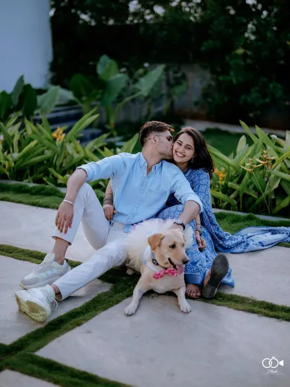 A duplicate of the sweet family portrait with their dog, capturing a moment of complete contentment.