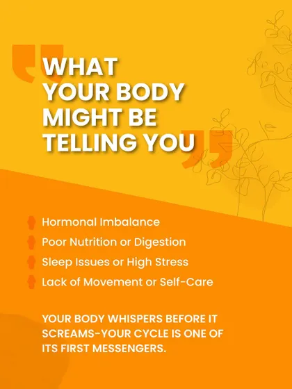 What might your body be telling you through your cycle? It could be pointing to hormonal imbalance, poor nutrition, high stress, or a lack of self-care. Your body whispers before it screams, and your cycle is one of its first messengers.
