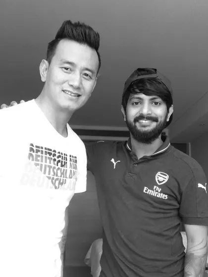 A throwback to meeting and cutting for an absolute childhood idol, Indian football legend Bhaichung Bhutia. A true honor.