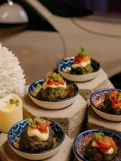 For the BMW 2 Series soirée, we created these colourful and delicious bites. Each appetizer was carefully crafted to be as stylish and energetic as the car itself, served in beautiful, patterned bowls.