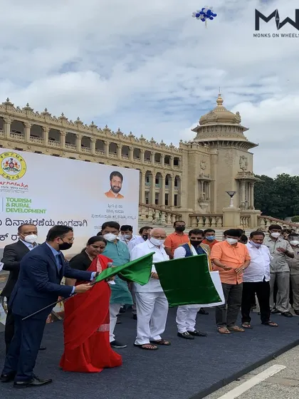 A wide shot of the flag-off ceremony at Vidhana Soudha, a prestigious event that I was honored to be a part of.
