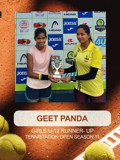 Geet Panda secures the U-12 Girls Runner-up position at the TenniStation Open Tournament Season 11. Her passion for the game shines through.