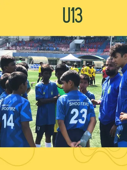 Glimpses from our U-13 YPL match against Mysore Vijaynagar FC at the KSFA stadium, showing our players competing with skill and determination on a professional pitch.