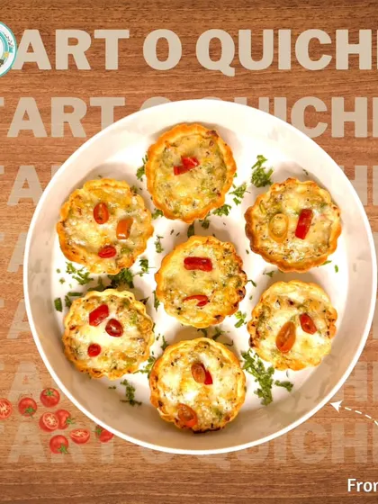 Our Tart O Quiche is a buttery, savory bite-sized appetizer. These mini quiches have a creamy filling and are perfect for parties and events.