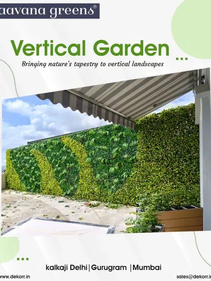 Here, I used a wavy pattern with two different shades of green to create a unique vertical landscape. This design brings a sense of movement and artistry to a large outdoor wall.