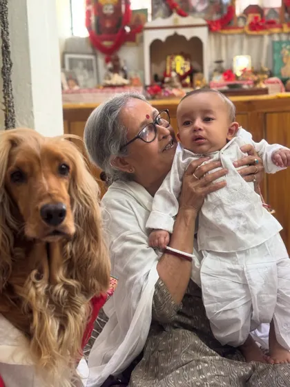 Grandma's love. Dida with her two grandsons on Bengali New Year.