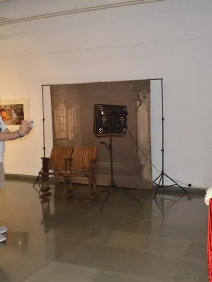 Mr. Marc LAMY taking a photo of the prop chest at the 'Southern Stars' exhibition.