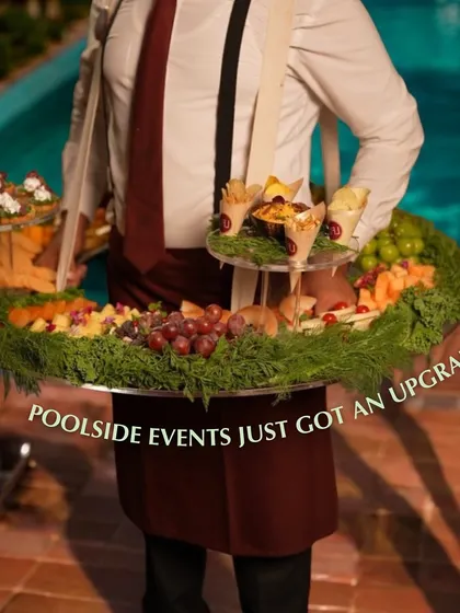 Poolside events just got an upgrade. Our floating grazing table is the perfect, interactive addition to a pool party, allowing guests to enjoy gourmet bites without ever having to leave the water.