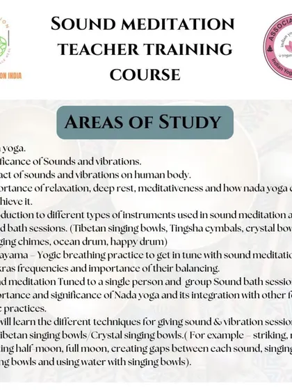 A detailed look at the areas of study for my Teacher Training Course. The curriculum is designed to give you comprehensive knowledge of both the yogic and scientific principles of sound meditation.