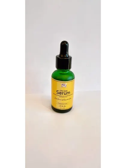 Get a youthful glow with my 24k Gold Serum. This anti-aging serum helps reduce fine lines and hydrates your skin instantly, making it feel smooth and soft. It's very light, absorbs quickly, and is suitable for all skin types.