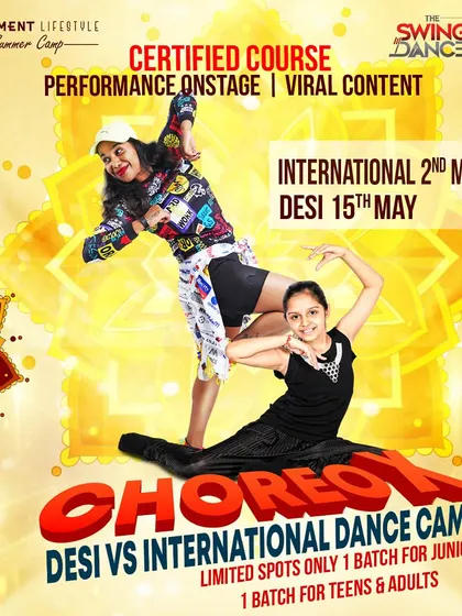 Our Choreo X Dance Camp offers two exciting streams: Desi and International. Whether you love Bollyfunk or Commercial Hip Hop, this certified course includes training and a final stage performance.