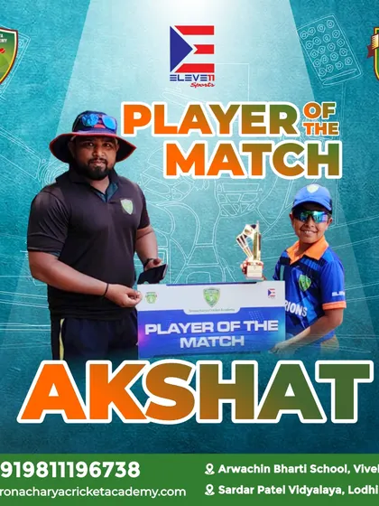 Akshat stands tall as the Player of the Match. These accolades motivate our young players and validate the effort they put into their training every single day.