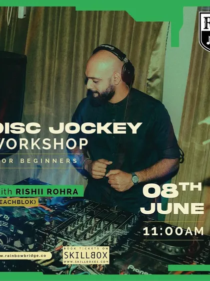The poster for our introductory DJ workshop with a seasoned pro.