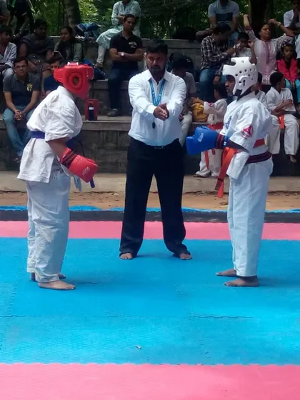 Action from a local Kyokushin tournament. I often serve as a referee, ensuring fights are conducted with respect and adherence to the rules of full-contact karate.