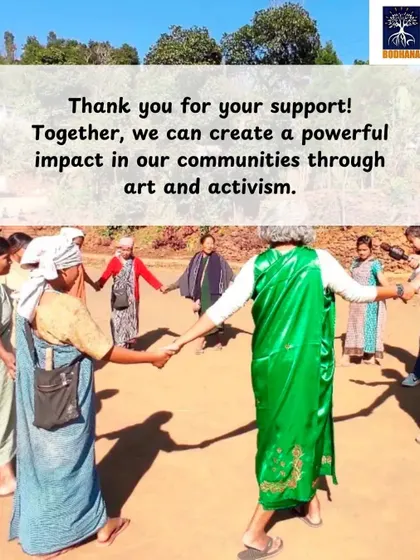These images are part of a fundraising campaign for the Travelling Arts Film Festival during Daan Utsav. They show the power of art in activism, from community circles to murals, and call for support to empower marginalized youth through creative expression.