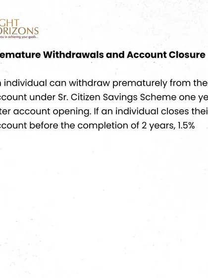 This excerpt from our bulletin explains the rules for premature withdrawals and account closure for the SCSS. It details the conditions and penalties for closing an account before the full maturity period.