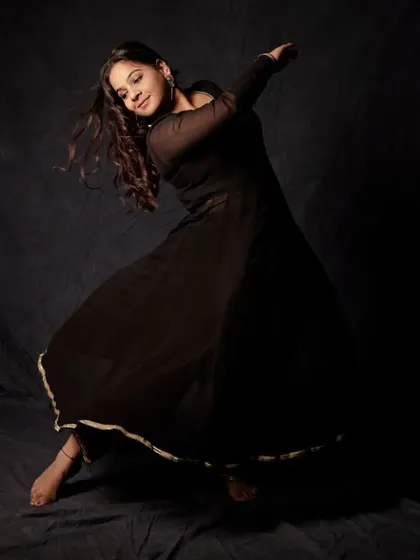 A beautiful shot of a Kathak dancer in motion, captured for the 'Quest' promotional materials. The production seamlessly blends the grace of classical Indian dance with the raw emotion of contemporary movement.