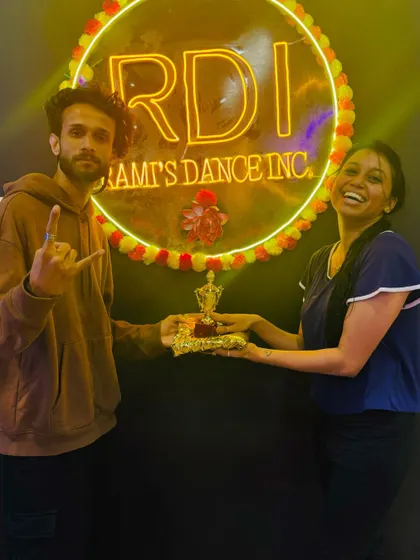 A proud moment for one of our students. This is the kind of joy and accomplishment we aim for in our wedding choreography sessions.