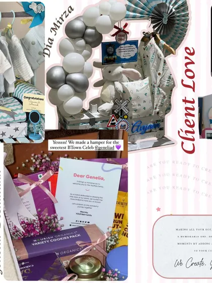 Client love is the best love! This collage includes the hamper I made for Dia Mirza and a sweet note from Genelia Deshmukh. These moments mean the world to me.