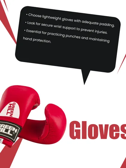 Gloves are essential for practicing punches safely. They protect your hands and allow you to train with power and intensity.