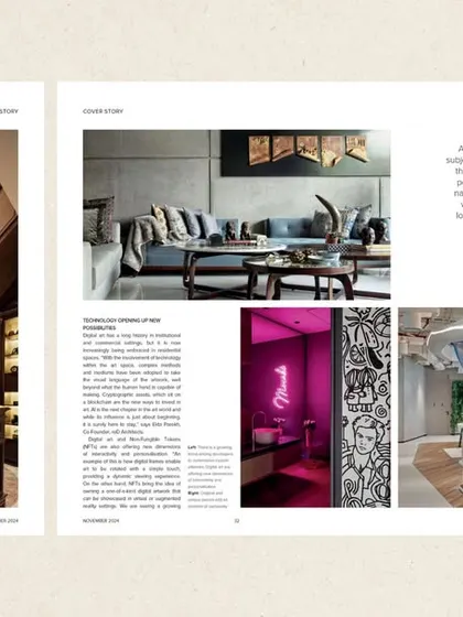 A spread from our feature in CW Property, where we shared our insights on the transformative power of art in the luxury property market. We believe art and craftsmanship infuse each project with a unique narrative.