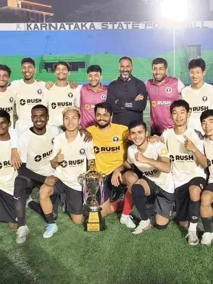 The winning squad. Here is the full team photo on the pitch right after being crowned champions of the 2024 Prasanna Kumar Memorial Tournament. A proud moment for every player, coach, and supporter.