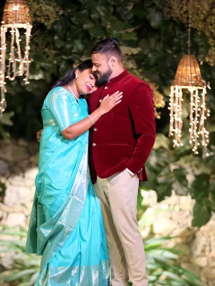 A lovely couple shot from the event. The makeup looks soft and romantic, perfect for capturing these precious memories.