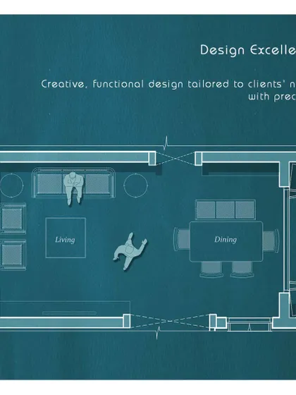 This graphic represents my commitment to design excellence. My process is about creating functional, creative plans that are precisely tailored to my clients' needs, bridging the gap between a great idea and a beautifully executed project.