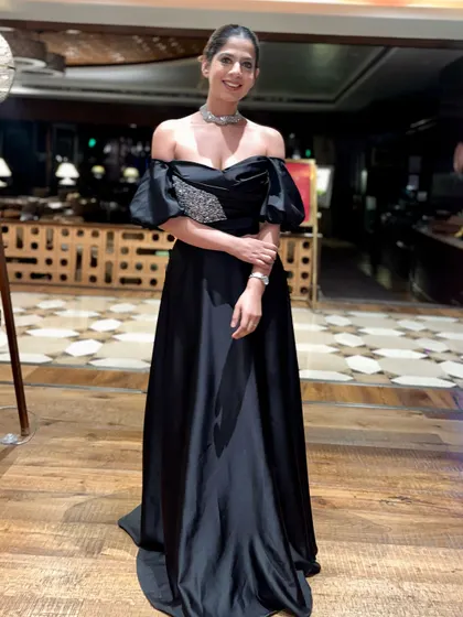 Another shot in my black gown for the Grohe corporate gala. The right outfit helps set the tone for a formal and glamorous evening.
