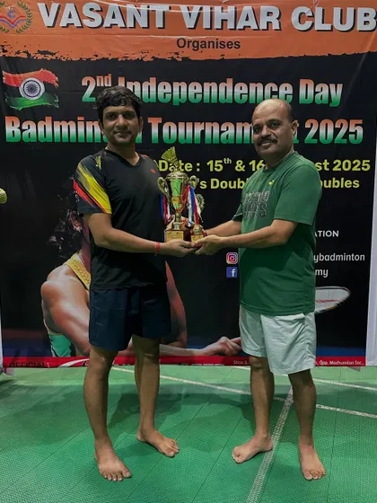 Vedant and Kiran, the B Group Men's Doubles champions.
