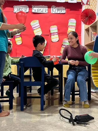 A balloon experiment in progress during spring camp. We always mix in a bit of science with our fun.