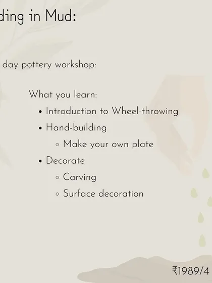 Details for our one-day pottery workshop, a great option for a quick, creative escape.