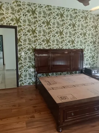 The master bedroom in the Nambiar Eleganza villa. The placement of the bed and the choice of decor were all guided by Vastu to create a space that promotes peace and strong relationships.