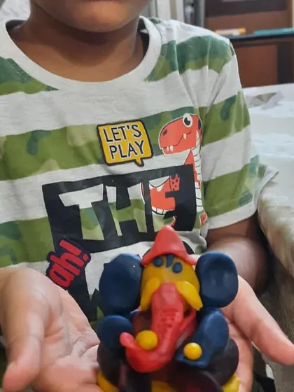 This colorful Ganesha is another example of the endless creativity children show when given the freedom to explore materials.