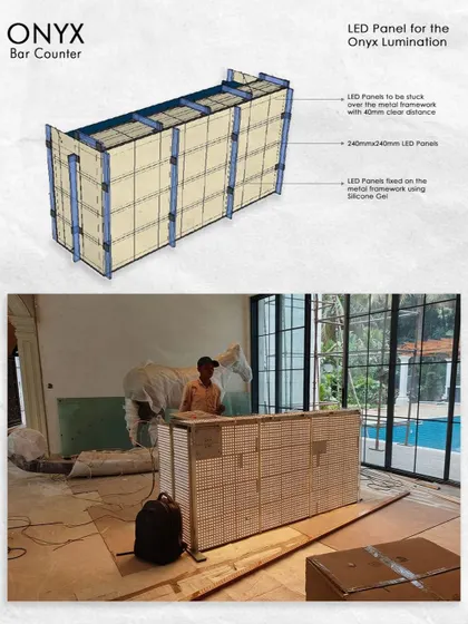 The LED panels being carefully installed on site.