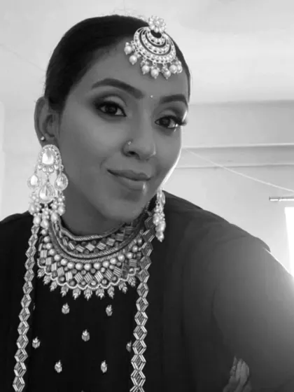 A classic black and white portrait from the shoot. This shows a more glamorous side, perfect for a cocktail party or reception look.