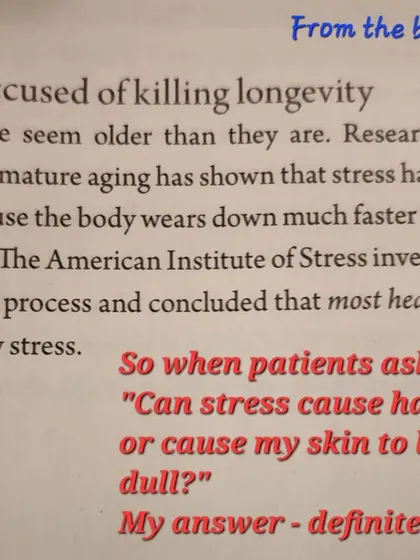 Patients often ask if stress can cause hair fall or dull skin. The answer is a definite yes. This excerpt from the book 'Ikigai' explains how stress accelerates premature aging.