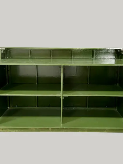The bartender's view of the rectangle counter, featuring a two-tiered design with plenty of shelf space for efficient service.