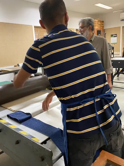 The meticulous process of preparing a print. I believe in a hands on approach to learning, where making is as important as drawing or theorizing.
