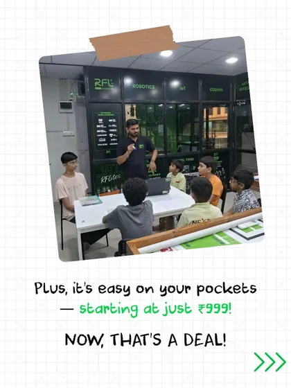 Highlighting the affordability of our Diwali Camp, this image shows that our hands-on courses start at just ₹999, making it a great deal for parents.