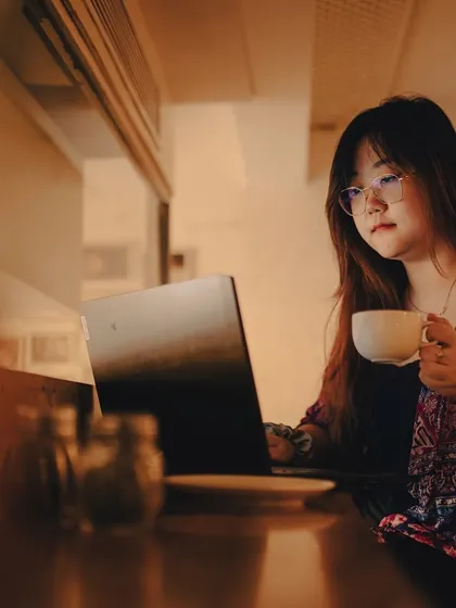 A quiet moment with a laptop and a coffee. Our space is perfect for getting some work done too.