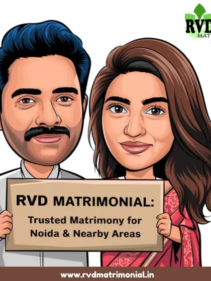 My trusted matrimony service for Noida and nearby areas is here to help you find 'The One'. This caricature represents the happy couples I bring together.