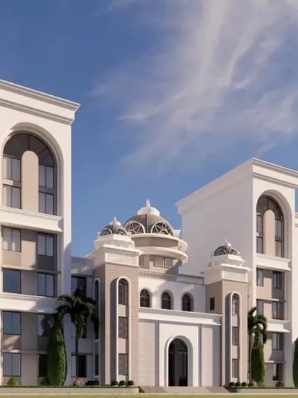 The facade upgrade for the Jawaharlal Nehru Medical College (JNMC) in Wardha is designed to give the institution a modern identity without losing its original grandeur. The new design introduces classical elements like domes and arches in a contemporary form.
