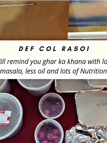 Our food will remind you of 'ghar ka khana' with low masala, less oil, and lots of nutrition. This image shows a typical packed meal.